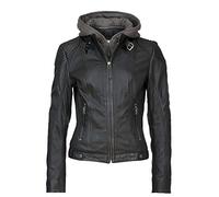Gipsy Cacey Veste en cuir véritable pour femme Noir avec capuche - Noir - Medium