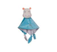 Gipsy Toys - Carre Doudou Hippopotame - Gamme « Bamboo » - 24 CM S/Carte - Bleu ET Gris- 1ER Age