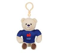 Gipsy Toys - Ours Porte-clés Fédération Française de Rugby (FFR) - Peluche Officielle sous Licence - 10 cm Assis - Beige Bleu Marine