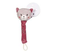 GIPSY TOYS - PELUCHE ACCROCHE-TETINE CHAT - GAMME « BAMBOO » - 13 CM S/CARTE - ROSE ET GRIS- 1ER AGE