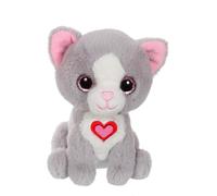 GIPSY TOYS - PELUCHE CHAT- GAMME « LOVELY CAT » - 15 CM S/CARTE - GRIS ET BLANC - IDEAL POUR LA ST VALENTIN