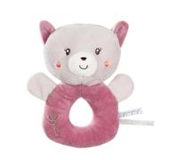GIPSY TOYS - PELUCHE HOCHET CHAT - GAMME BAMBOO - 1ER ÂGE - IDEE CADEAU NAISSANCE BEBE - FILLE ET GARCON - 13 CM - ROSE ET GRIS