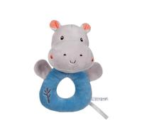GIPSY TOYS - PELUCHE HOCHET HIPPOPOTAME - GAMME BAMBOO - 1ER ÂGE - IDEE CADEAU NAISSANCE BEBE - FILLE ET GARCON - 13 CM - BLEU ET GRIS