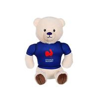 Peluche ours fédération française de rugby (ffr) - peluche officielle sous licence - 15 cm assis blanc TU
