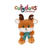 Gipsy Toys - Peluche Renne Ginger « CUTYDOOS Christmas » - 13 CM - Marron ET Echarpe Verte