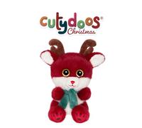 Gipsy Toys - Peluche Renne Nico « CUTYDOOS Christmas » - 13 CM - Rouge ET Echarpe Verte