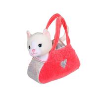 Gipsy Toys - Peluche Sweety Bag Chat Beige - Sac Fuchsia- 18 CM