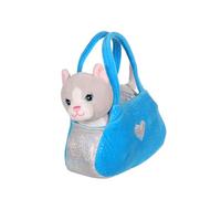 Gipsy Toys - Peluche Sweety Bag Chat Gris ET Blanc - Sac Bleu - 18 CM