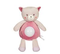 GIPSY TOYS - CHAT - VEILLEUSE - PELUCHE - GAMME « BAMBOO » - 26 CM S/CARTE - GRIS ET ROSE - 1er AGE
