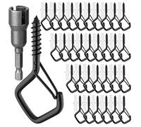 GIPTIME Lot de 18 Crochet à Vis en acier inoxydable, Crochet Plafond avec Loquet de Sécurité, Piton à Visser Crochets muraux pour Suspendre des Plantes, des Lumières