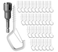 GIPTIME Lot de 50 Crochet à Vis en acier inoxydable, Crochet Plafond avec Loquet de Sécurité, Piton à Visser Crochets muraux pour Suspendre des Plantes, des Lumières, Blanc