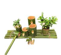 GIQKDZNUO Fontaine à Eau en Bambou Naturel avec Pompe, kit de décoration d'eau avec Roue à Eau rotative, fontaines Zen Feng Shui, pour terrasse, Jardin, étang, Aquarium, 100 cm