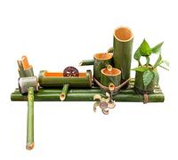 GIQKDZNUO Fontaine à Eau en Bambou Naturel, kit de Jeux d'eau avec Pompe et Roue Feng Shui, fontaines de Jardin, terrasse extérieure, pour Bassin intérieur, Aquariums, Pots de Fleurs, 90 cm
