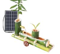 GIQKDZNUO Fontaine Solaire décorative en Bambou, Fontaine de Jardin avec Roue à Eau, Ornements de Jardin Zen intérieur/extérieur à Faire soi-même, 50 cm