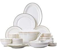 GIQKDZNUO Service de Table en céramique de 52 pièces, Service de Table en Porcelaine à Motif gaufré, Bol, marmite, Plat et cuillère