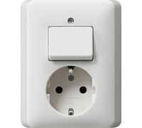 Gira Interrupteur à bascule et prise de courant Schuko Standard 55 017603 Blanc Brillant