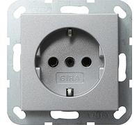 Gira 018826 Prise de courant Schuko "System 55" aluminium, Argent