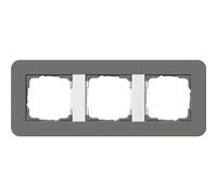 Gira 0213413 Cadre de finition triple, E3, gris foncé Soft-Touch avec cadre support blanc pur brillant