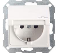 GIRA 045403 Prise Schuko Blanche Brillante Avec Couvercle Rabattable