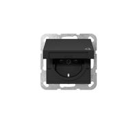 Gira 4414005 Prise SCHUKO 16 A 250 V~ avec clapet et obturateur System 55 Noir