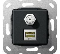 Gira RJ45 Cat6A Réseau Et Prise Combo SAT-F Noire - 569710