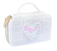 Girabrilla 19088 Trousse en Tweed 3 Compartiments Blanc