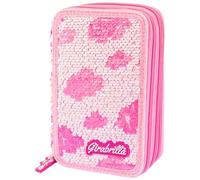 Girabrilla Trousse Kawaii 3 Compartiments, Couleur Blanc et Rose, 19119