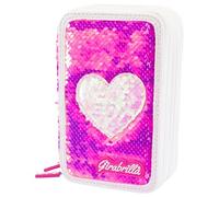 Girabrilla Trousse Kawaii 3 Compartiments, Couleur Magenta et Blanc, 19117