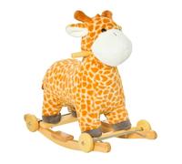 Girafe à Bascule 2 en 1 Effets Sonores Roues Poignées-Peluche Bébé Siège Balançoire Jaune Pour Enfants 3-6 Ans Jeu Sécurisé