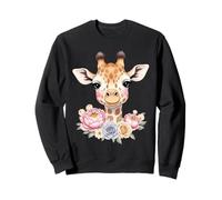 Girafe Aquarelle Fleurs Vintage Safari Jeunesse Sweatshirt