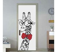 Girafe Art 3D Porte Sticker Mural Amovible en Vinyle Pour Décor de la Maison et de la Chambre - Autocollant 77 * 200Cm