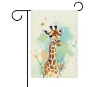 Girafe Art Illustration Drapeaux de jardin 30,5 x 45,7 cm Drapeau extérieur double face Drapeau de cour d'été Drapeau floral Bienvenue Drapeaux de jardin saisonniers Décorations de vacances