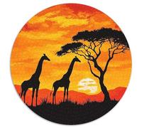 Girafe au Coucher du Soleil Cadeau Unique Décoration Intérieure Style Artistique Savane Africaine Jeu ÉduChatif Challenge Toy Adultes & Enfants des 14 Ans 1000pcs (67.5x67.5cm)