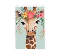 Girafe avec drapeau de bienvenue floral de bienvenue, 61 x 91 cm, double face, ne se décolore pas, pour maison, cour, porche, pelouse, décoration extérieure