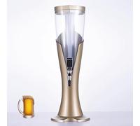 Girafe Biere Distributeur de Boissons à Bière avec Tube à Glaçons et Éclairage LED, Tour à Boissons Margarita Mimosa de Table pour Bars, Distributeur de Boissons(Gold,2 L)