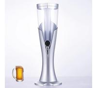 Girafe Biere Distributeur de Boissons à Bière avec Tube à Glaçons et Éclairage LED, Tour à Boissons Margarita Mimosa de Table pour Bars, Distributeur de Boissons(Silver,3 L)
