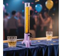 Girafe Biere Distributeur de Boissons en Forme de Girafe pour Bar, Tour à Boissons Lumineuse avec Balance et Tube à Glaçons Amovible, Distributeur de Cocktails et D'alcools(Purple,3 L)