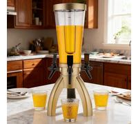 Girafe Biere Fontaine à Bière avec Cylindre à Glace, Fontaine à Bière Lumineuse en Forme de Girafe de 3 Litres avec 3 Robinets, Tour à Mimosas pour Recevoir(Champagne)