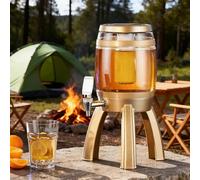 Girafe Biere Fontaine à Boissons Transparente pour Mimosas, Idéale pour les Fêtes, Distributeur de Liquide Amovible, Distributeur de Limonade Portable(Gold)