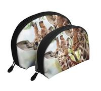 Girafe cerf Aquarelle, Trousse de Maquillage Coquille Femme Petit Porte-Monnaie Trousse de Toilette Trousse à cosmétiques 2 pièces