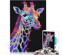 Girafe d'art Vintage Puzzle 1000 pièces pour Adultes Séjour Anti-Stress pour Tuer Le Temps Cadeaux du Père Noël Secret 38x26cm