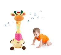 Girafe en peluche lumineuse et chantante - Fonction lumière et répétition vocale, Peut briller et danser, Cadeau d'anniversaire pour enfant, Favoriser le développement du langage chez le nourrisson