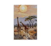 Girafe Illustration Poster Peinture décorative Toile Art mural Salon Poster Chambre Peinture 08 x 12 pouces (20 x 30 cm)