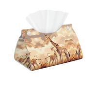 Girafe Mère et Enfant Longue Boîte à Mouchoirs en Cuir Tendance Pliable Convient pour Chambre à Coucher Table à Manger et Décoration de Bureau