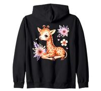 Girafe mignonne x bébé girafe x fleurs Sweat à Capuche
