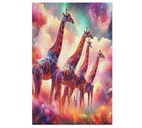 Girafe Puzzles 1000 Pièces Adultes, Puzzle en Bois Jeux D'adresse pour Toute La Famille,Jeu De Team Building （78×53cm）