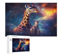 Girafe Puzzles Adulte 1000 Pieces Cadeau Famille Puzzle Classique 3D EnfantsJouet en Bois Cadeau Unique （75×50cm）