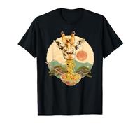 Girafe Ramen Mount Fuji Bonsaï Coucher de Soleil Nouilles Japonaises T-Shirt
