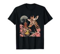 Girafe Ramen Nouilles Japonaises Pagode Tour Sakura Fleurs T-Shirt