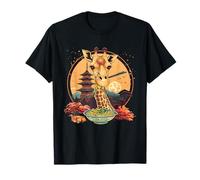 Girafe Ramen Pagoda Tower Nouilles Japonaises Fleurs Sakura T-Shirt